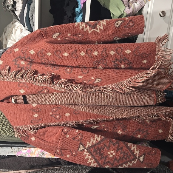 Rust Teddy Jacket with Fringe Detailing - Picture 10 of 11